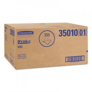 WypAll KCC35010 X60 Shower Towels, 22 1/2 x 39, White, 100/Box, 3 Boxes/Carton