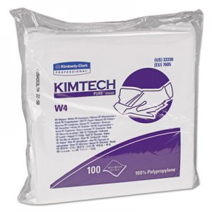 KIMTECH KCC33330 W4 Critical Task Wipers, Flat Double Bag, 12x12, White, 100/Pack, 5 Packs/Carton