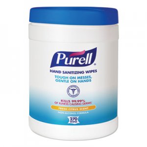 PURELL GOJ911306EA Sanitizing Hand Wipes, 6 x 6 3/4, White, 270 Wipes/Canister