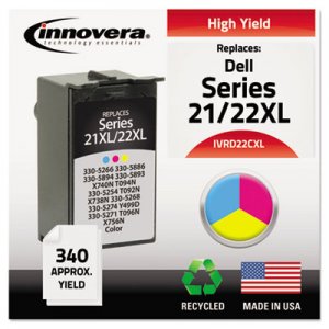 Innovera IVRD22CXL Remanufactured 330-5266 (21XL/22XL) High-Yield Ink, Tri-Color