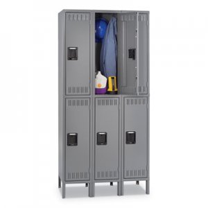 Tennsco TNNDTS1218363MG Double Tier Locker with Legs, Triple Stack, 36w x 18d x 78h, Medium Gray