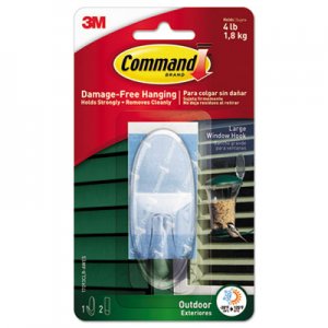Command MMM17093CLRAWES All Weather Hooks and Strips, Plastic, Large, 1 Hooks and 2 Strips/Pack