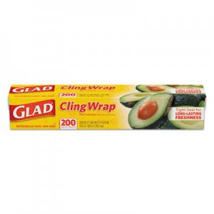 Glad CLO00020 ClingWrap Plastic Wrap, 200 Square Foot Roll, Clear