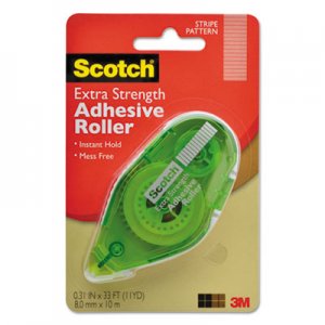 Scotch MMM6055ES Extra Strength Adhesive Roller, 0.38" x 33 ft, Dries Clear