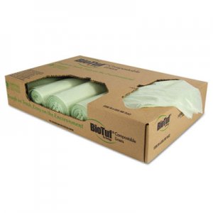 Heritage HERY8448YER01 Biotuf Compostable Can Liners, 48 gal, 1 mil, 42 x 48, Green, 100/Carton