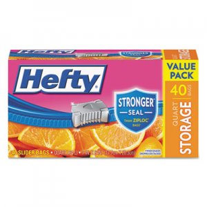 Hefty RFPR81240CT Slider Bags, 1 qt, 1.5 mil, 8" x 7", Clear, 360/Carton