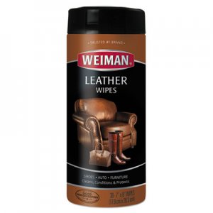 WEIMAN WMN91CT Leather Wipes, 7 x 8, 30/Canister, 4 Canisters/Carton