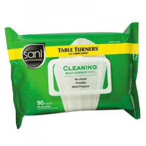 Sani Professional NICA580FW Multi-Surface Cleaning Wipes, 11 1/2 x 7, White, 90 Wipes/Pack, 12 Packs/Carton