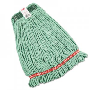 Rubbermaid Commercial RCPA212GRE Web Foot Wet Mop Heads, Shrinkless, Cotton/Synthetic, Green, Medium