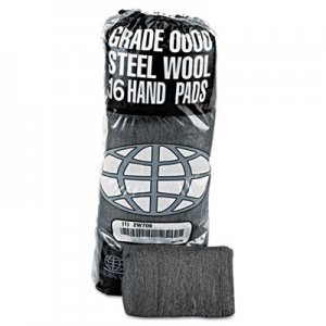 GMT GMA117003 Industrial-Quality Steel Wool Hand Pad, #0 Fine, 16/PK, 12 PK/CT
