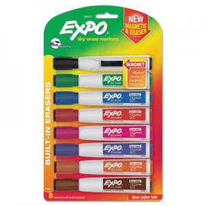 EXPO 1944741 Magnetic Dry Erase Marker, Chisel Tip, Assorted, 8/Pack SAN1944741