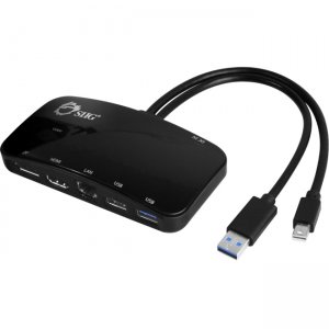 SIIG JU-H30412-S1 Mini-DP Video Dock with USB 3.0 LAN Hub - Black