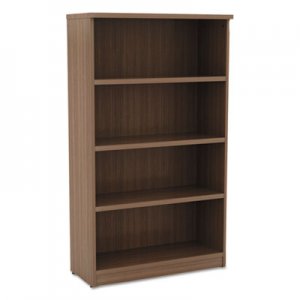 Alera ALEVA635632WA Valencia Series Bookcase, Four-Shelf, 31 3/4w x 14d x 55h, Modern Walnut