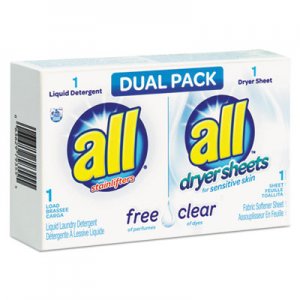 All VEN2979355 Free Clear HE Liquid Laundry Detergent/Dryer Sheet Dual Vend Pack, 100/Ctn