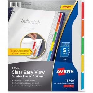 Avery 16740 Clear View Plastic Dividers AVE16740
