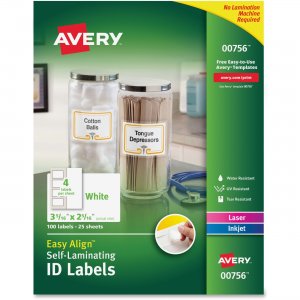 Avery 00756 Easy Align Self-Laminating ID Labels AVE00756