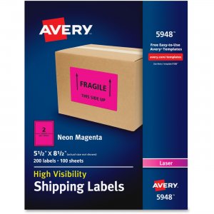 Avery 5948 High-Visibility Neon Shipping Labels AVE5948