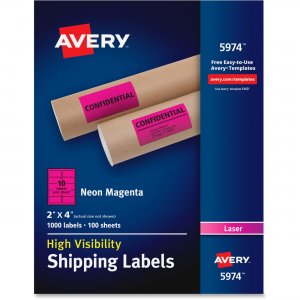 Avery 5974 High-Visibility Neon Shipping Labels AVE5974