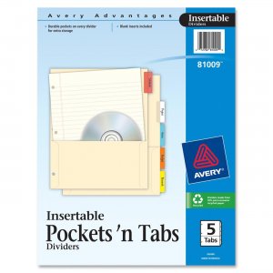 Avery 81009 Insertable 5-Tab Dividers AVE81009