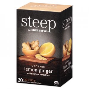 Bigelow BTC17704 steep Tea, Lemon Ginger, 1.6 oz Tea Bag, 20/Box