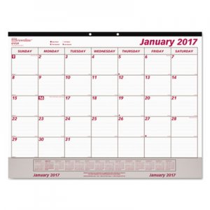 Brownline C1731V Monthly Desk Pad Calendar, 22 x 17, White/Maroon, 2017 REDC1731V