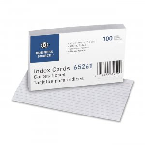Business Source 65261 Ruled Index Card BSN65261