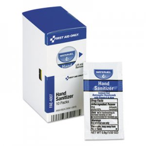 First Aid Only FAOFAE4007 Gel Hand Sanitizer Packets for SmartCompliance First Aid Kits, Clean, 0.9 g, 10/Box