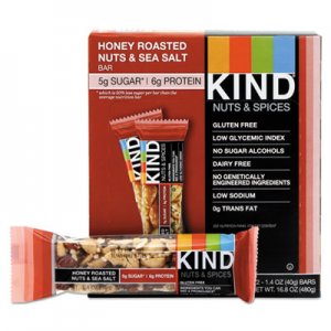 KIND KND19990 Nuts and Spices Bar, Honey Roasted Nuts/Sea Salt, 1.4 oz Bar, 12/Box