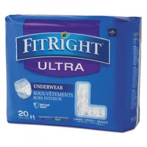 Medline MIIFIT23505A FitRight Ultra Protective Underwear, Large, 40-56" Waist, 20/Pack