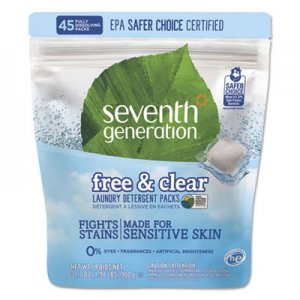 Seventh Generation 22977 Natural Laundry Detergent Packs, Unscented, 45 Packets/Pack SEV22977