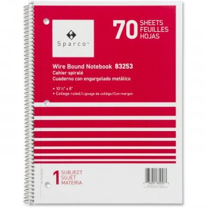 Sparco 83253 Quality Wirebound 1-Subject Notebook SPR83253