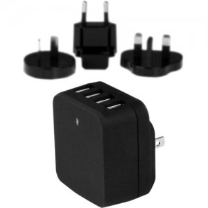 StarTech.com USB4PACBK 4-Port USB Wall Charger - International Travel - 34W/6.8A - Black