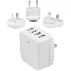 StarTech.com USB4PACWH 4-Port USB Wall Charger - International Travel - 34W/6.8A - White