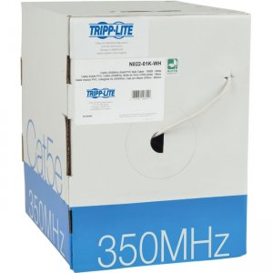 Tripp Lite N022-01K-WH Cat5e 350 MHz Bulk Solid-Core PVC Cable, White, 1000 ft