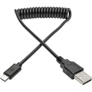 Tripp Lite U050-006-COIL USB 2.0 Hi-Speed A to Micro-B Coiled Cable (M/M), 3 ft