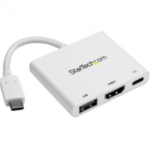 StarTech.com CDP2HDUACPW USB-C to 4K HDMI Multifunction Adapter with Power Delivery and USB-A Port- White