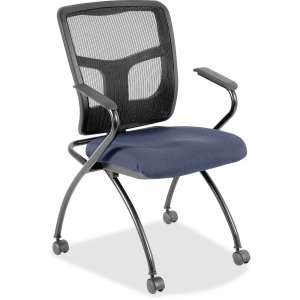 Lorell 84374010 Mesh Back Nesting Chair w/ Armrests LLR84374010