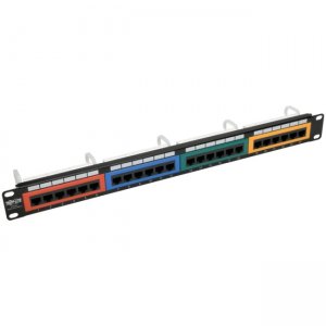 Tripp Lite N253-024-RBGY 24-Port 1U Rack-Mount 110-Type Color-Coded Patch Panel, RJ45 Ethernet,568B, Cat6