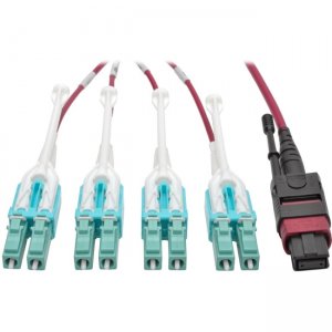 Tripp Lite N845-01M-8L-MG MTP/MPO to 8xLC Fan-Out Patch Cable, Magenta, 1 m
