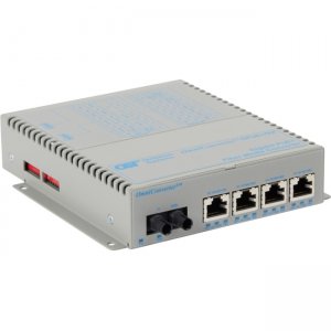 Omnitron Systems 9440-0-141 OmniConverter GPoE+/SX 4x PoE+ ST Multimode 550m US AC Powered