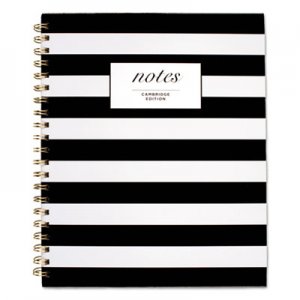 Cambridge MEA59010 Black and White Striped Hardcover Notebook, 1 Subject, Wide/Le gal Rule, Black/White Stripes Cover, 11 x