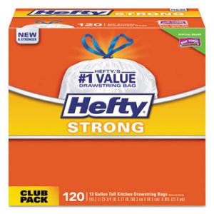 Hefty PCTE84562 Ultra Strong Scented Tall Kitchen Bags, 13gal, 0.9 Mil, White, 120/Box