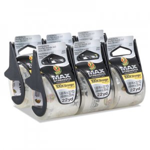 Duck DUC284983 MAX Packaging Tape w/Disposable Dispenser, 1.88"x22yds, 1 1/2" Core, Clear, 6/PK