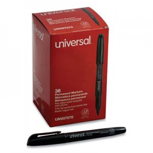 Universal UNV07070 Pen-Style Permanent Marker, Fine Bullet Tip, Black, 36/Pack