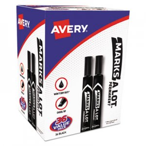 Avery AVE98206 Marks-A-Lot Large Desk-Style Permanent Marker, Chisel Tip, Black, 36/Pack