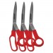 Universal UNV92019 General Purpose Stainless Steel Scissors, 7.75" Long, 3" Cut Length, Red Offset Handles, 3/Pack
