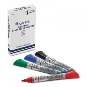 Quartet QRT79552 Premium Glass Board Dry Erase Marker, Broad Bullet Tip, Assorted Colors, 4/Pack
