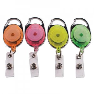 Advantus AVT91119 Carabiner-Style Retractable ID Card Reel, 30" Extension, Assorted Neon, 20/Pack