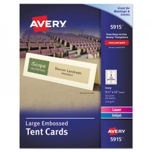 Avery AVE5915 Large Embossed Tent Card, Ivory, 3 1/2 x 11, 1 Card/Sheet, 50/Box