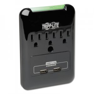 Tripp Lite TRPSK30USB Protect It! Surge Protector, 3 Outlets/2 USB, Direct Plug-In, 540 J, Black